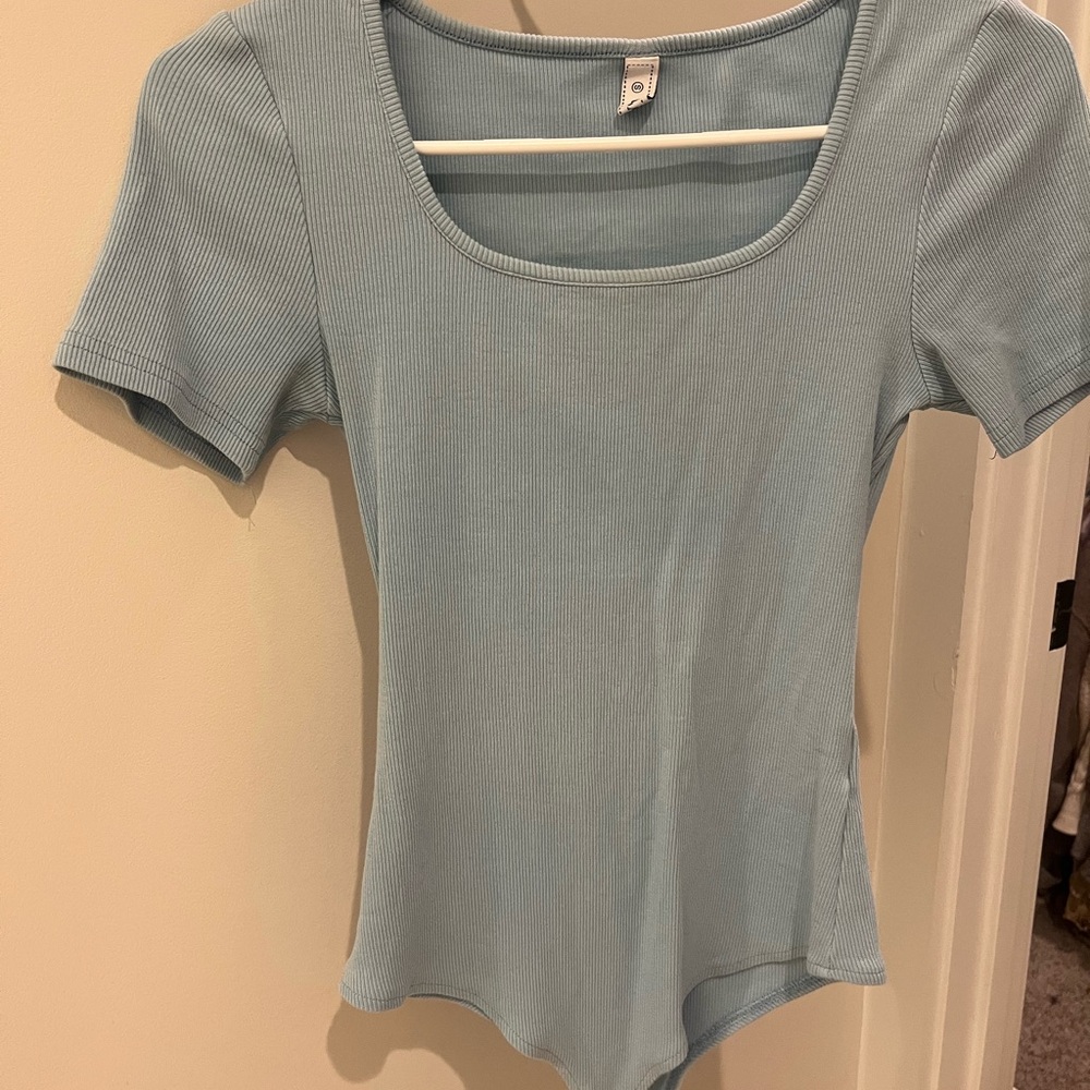 Women's Light Blue Ribbed Top